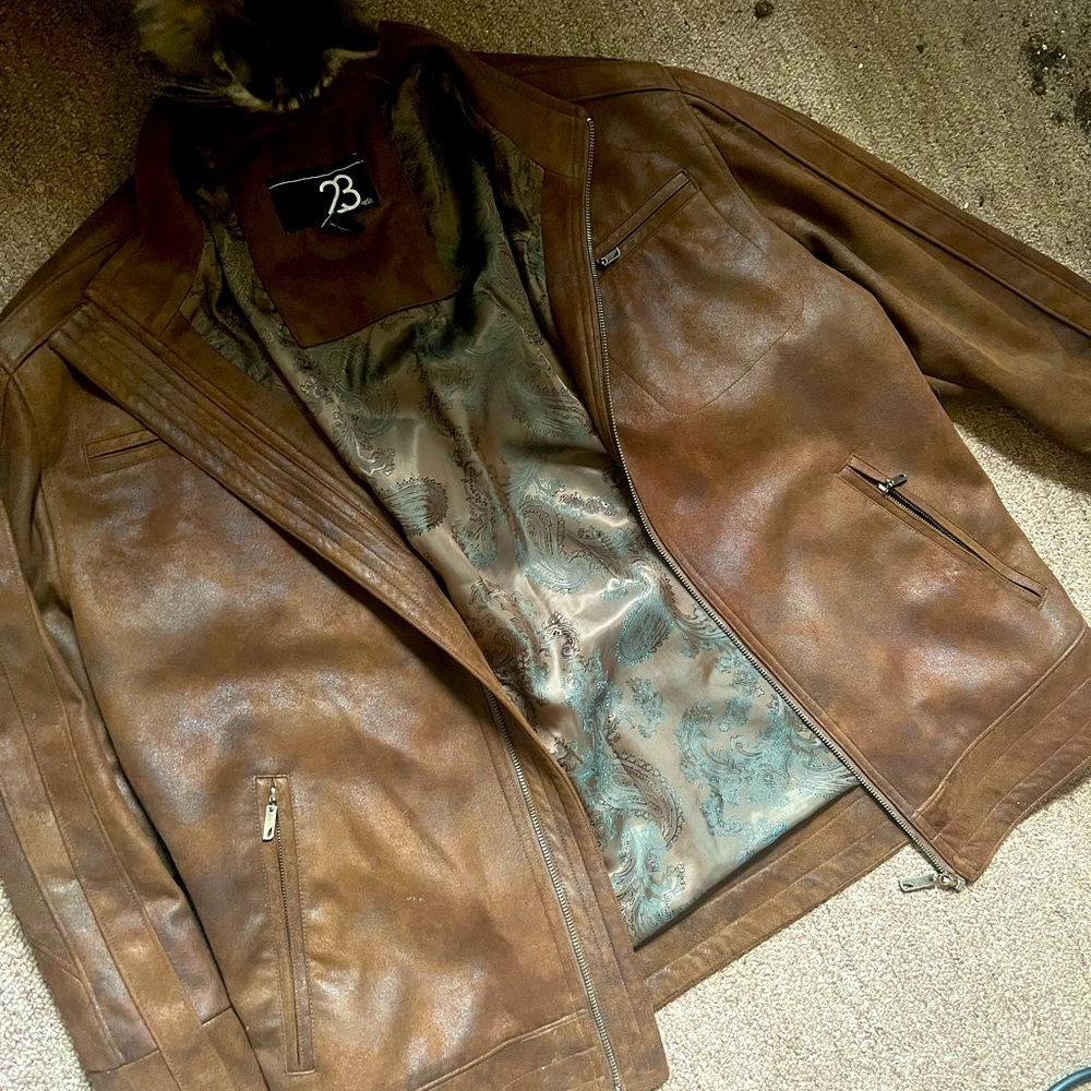 Large 23rdst BROWN SUEDE PAISLEY PRINT JACKET!
